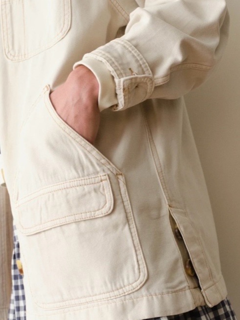 Marine Layer Finley Barn Jacket Size XS Cream Chore Coat Utility Pockets Outdoor - Picture 13 of 15